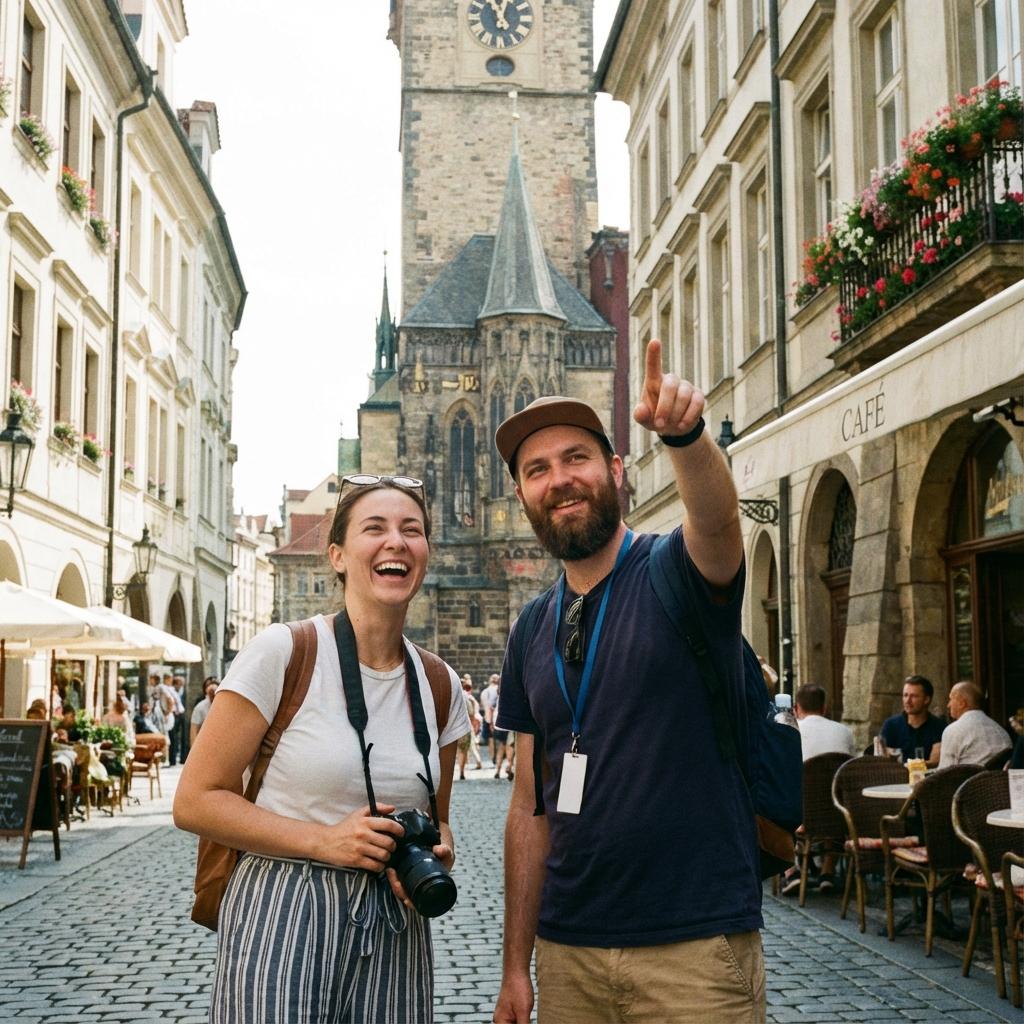 Local guide pointing out landmarks