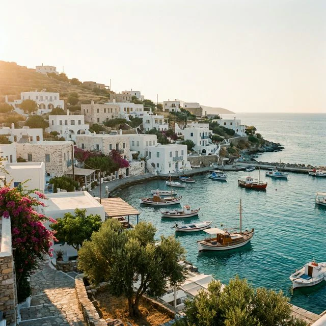 A sunlit Italian coastal town